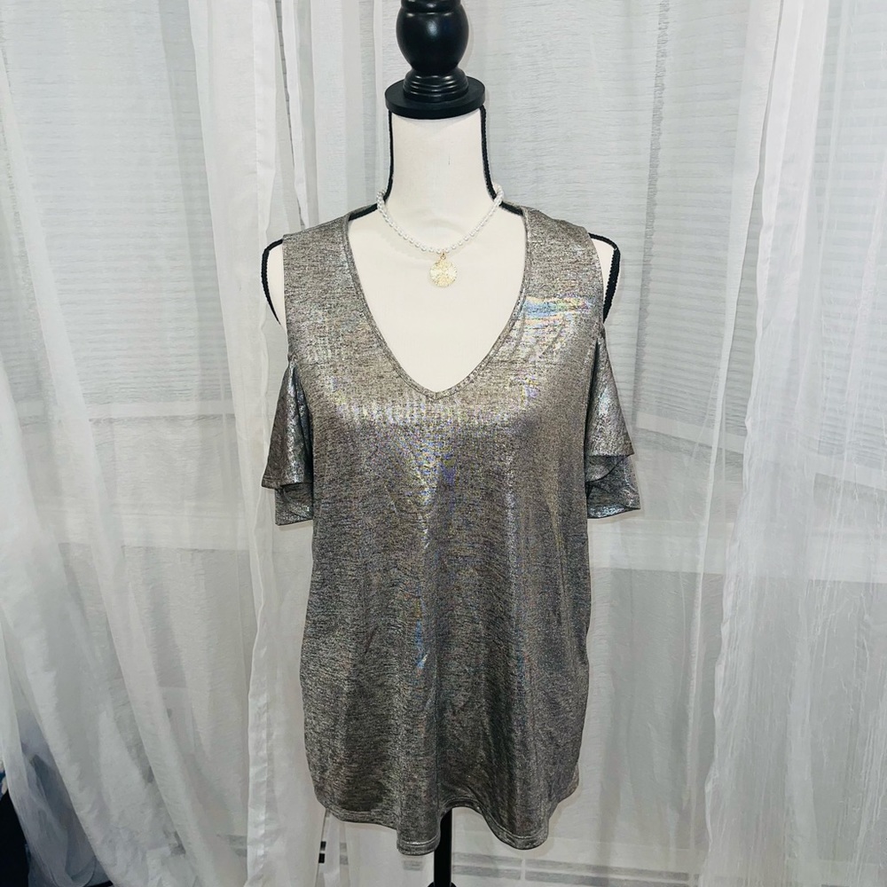 New With Tags! Medium I.N.C Shiny Gray Blouse